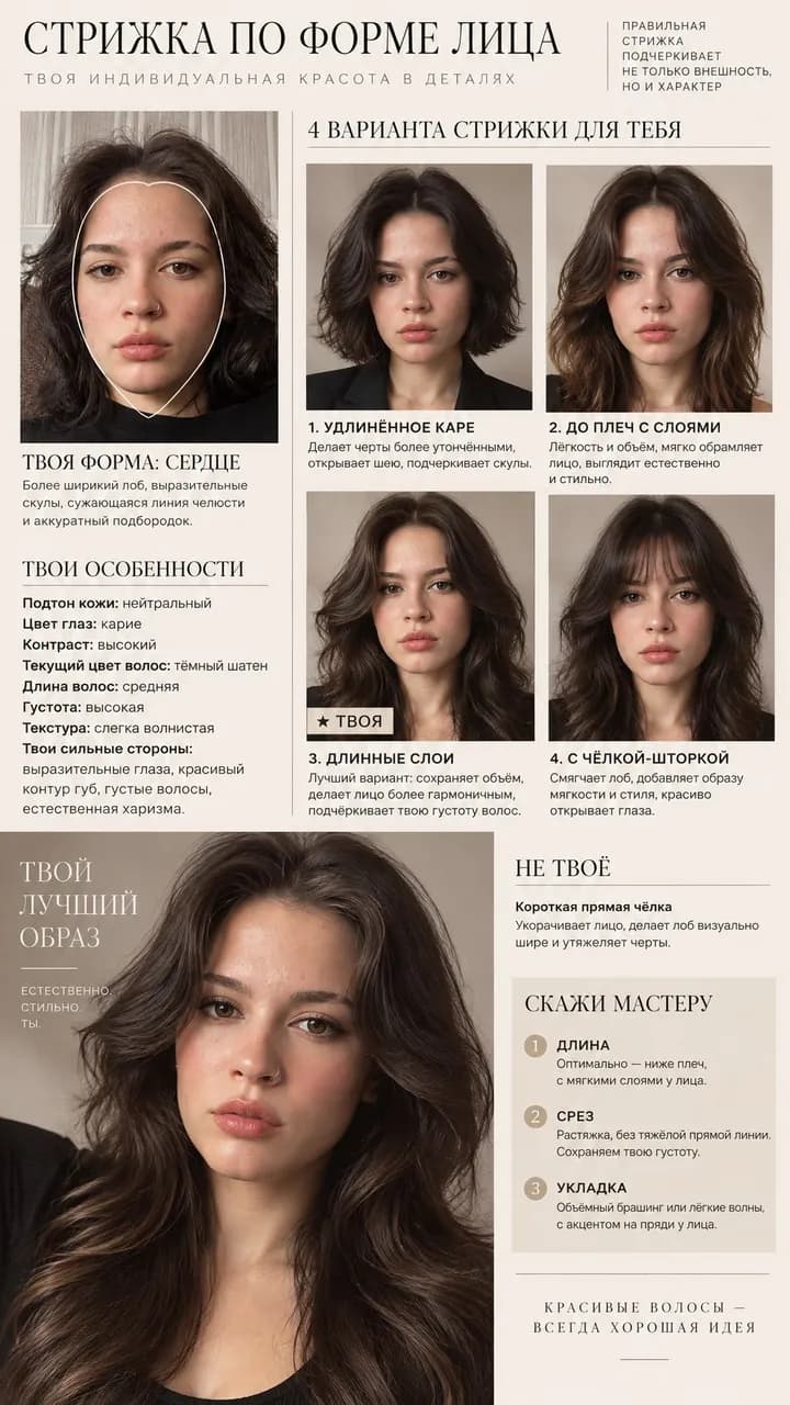 Подбор стрижки по форме лица: форма «сердце», четыре варианта стрижки на одном лице и лучший образ